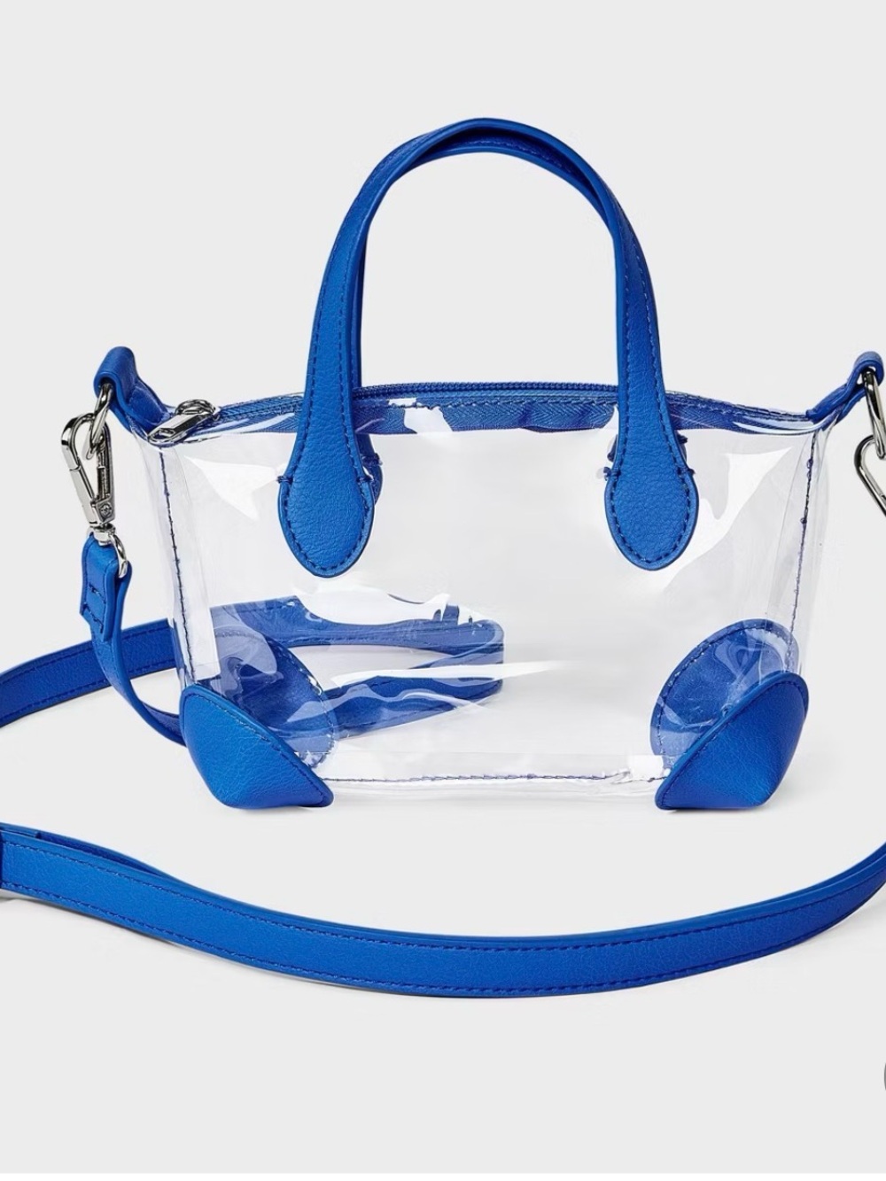 wild fable Clear Mini Crossbody Tote with Bright Blue Trim